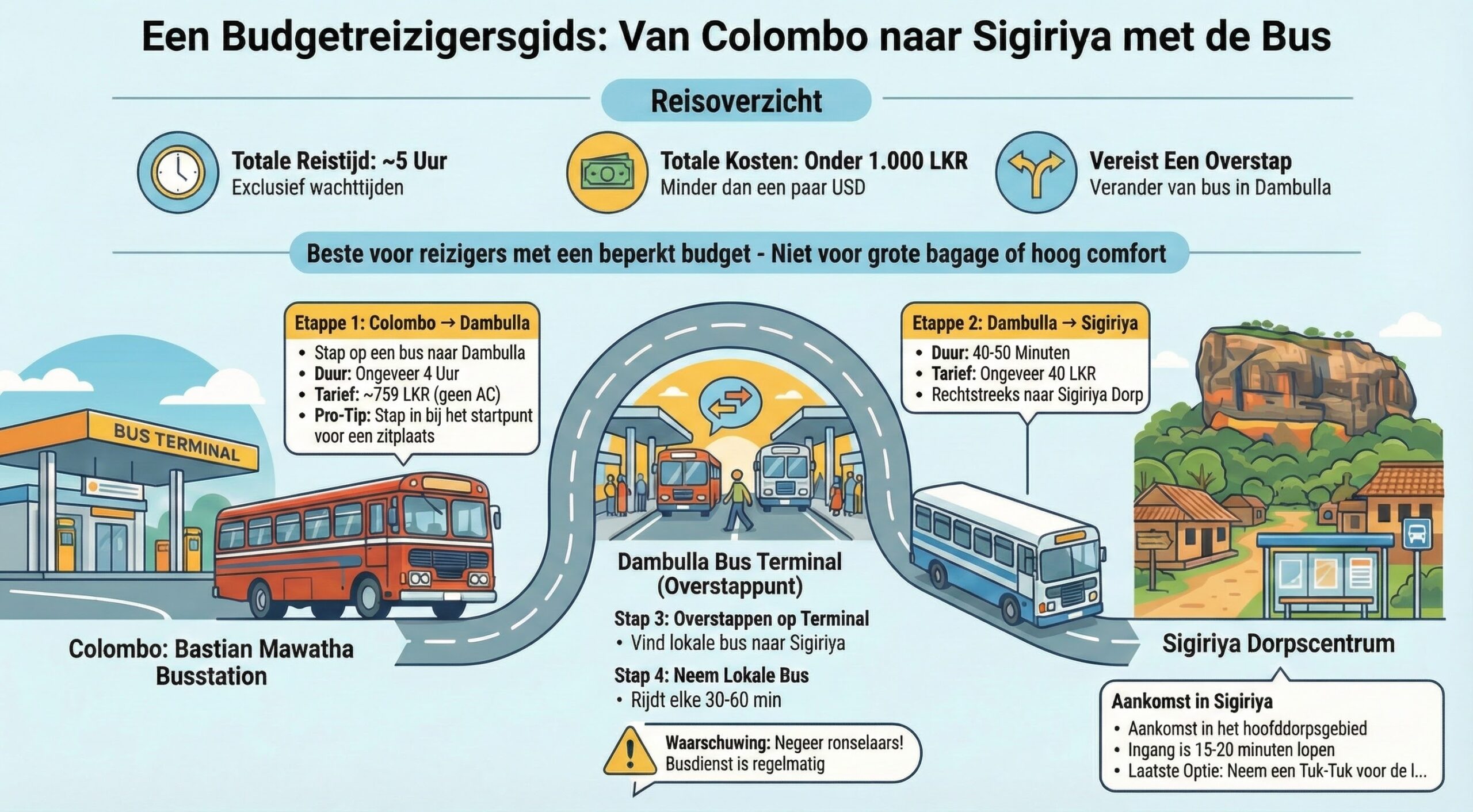 Colombo naar Sigiriya met de bus