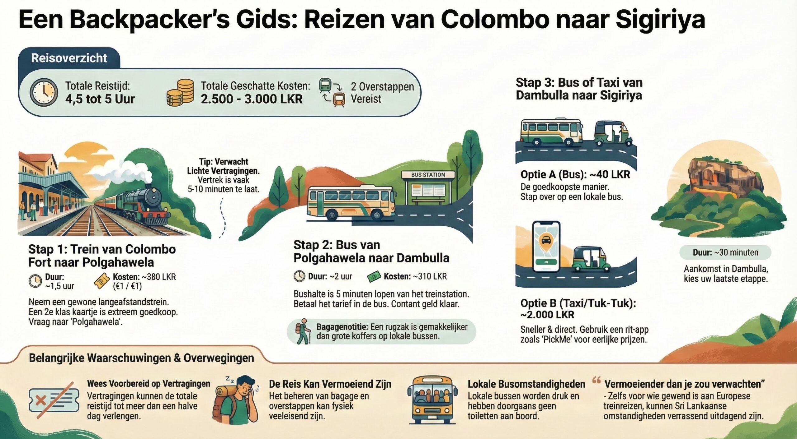 reis van Colombo naar Sigiriya met de trein en bus