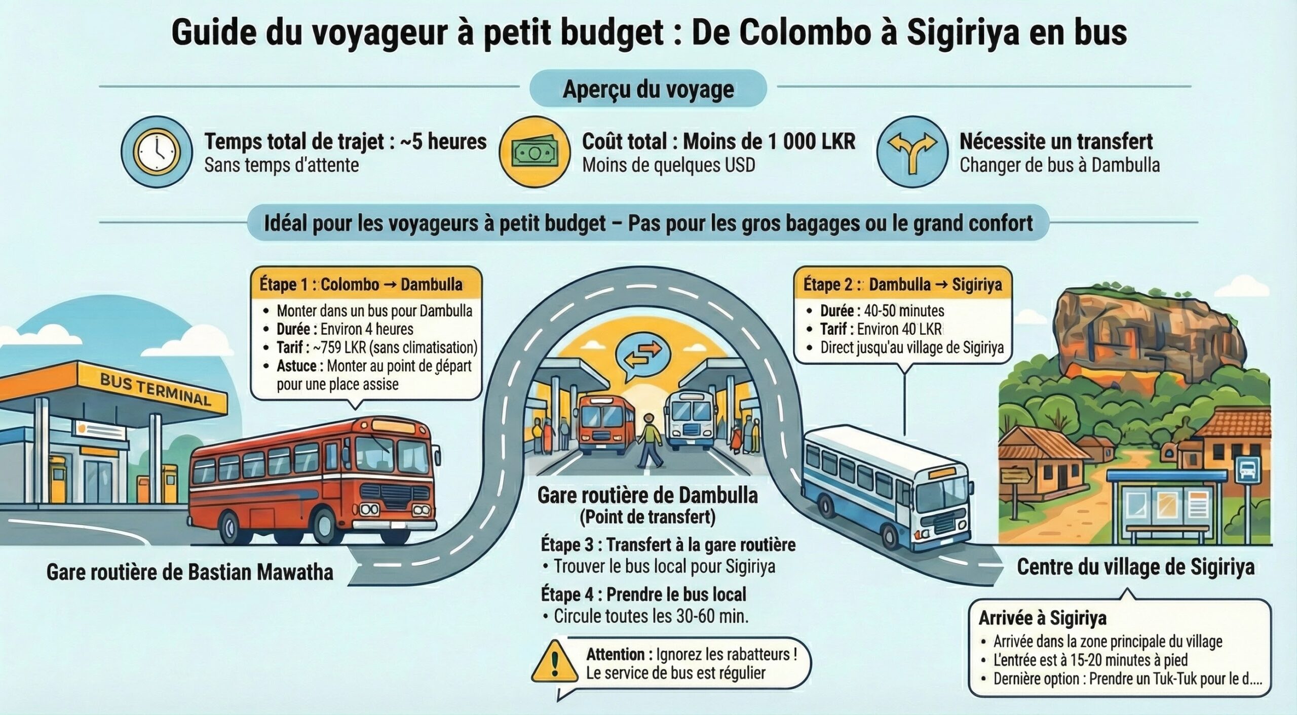 De Colombo à Sigiriya en bus