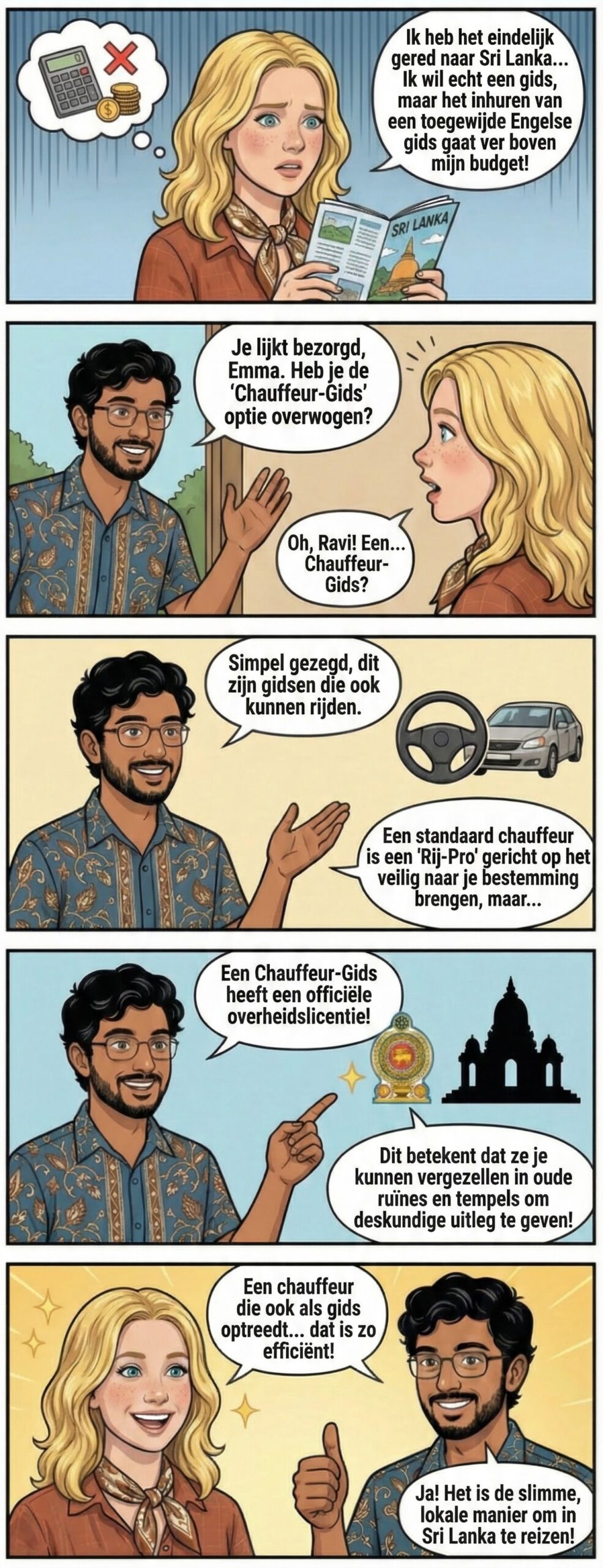 Met het Platinum-pakket van LankaMe kunt u een chauffeur regelen die ook een gediplomeerd reisleider is.