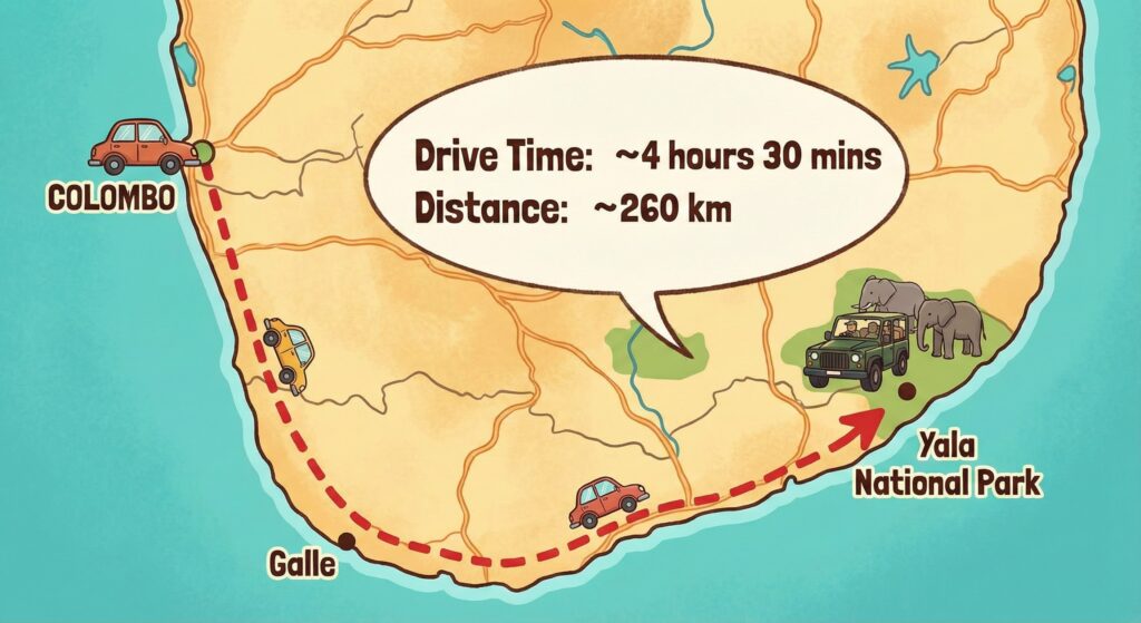 from Colombo to Yala by car