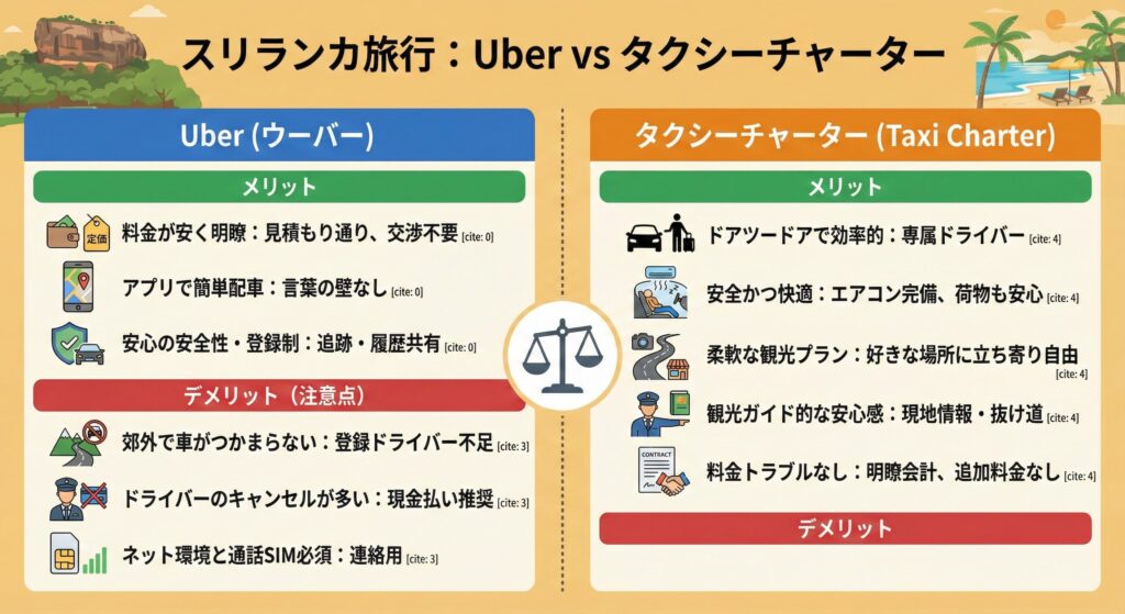 タクシーチャーターとUberの比較