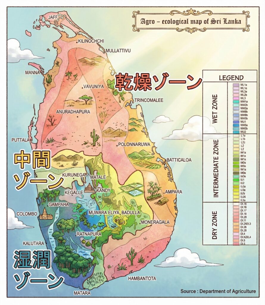 スリランカの地域毎の気候