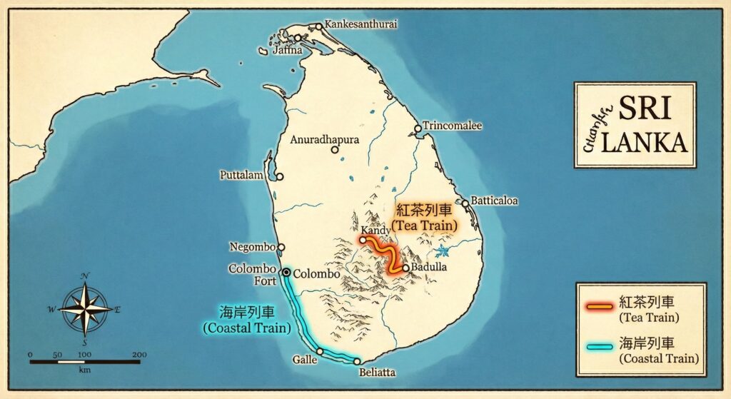 スリランカの紅茶列車と海岸列車