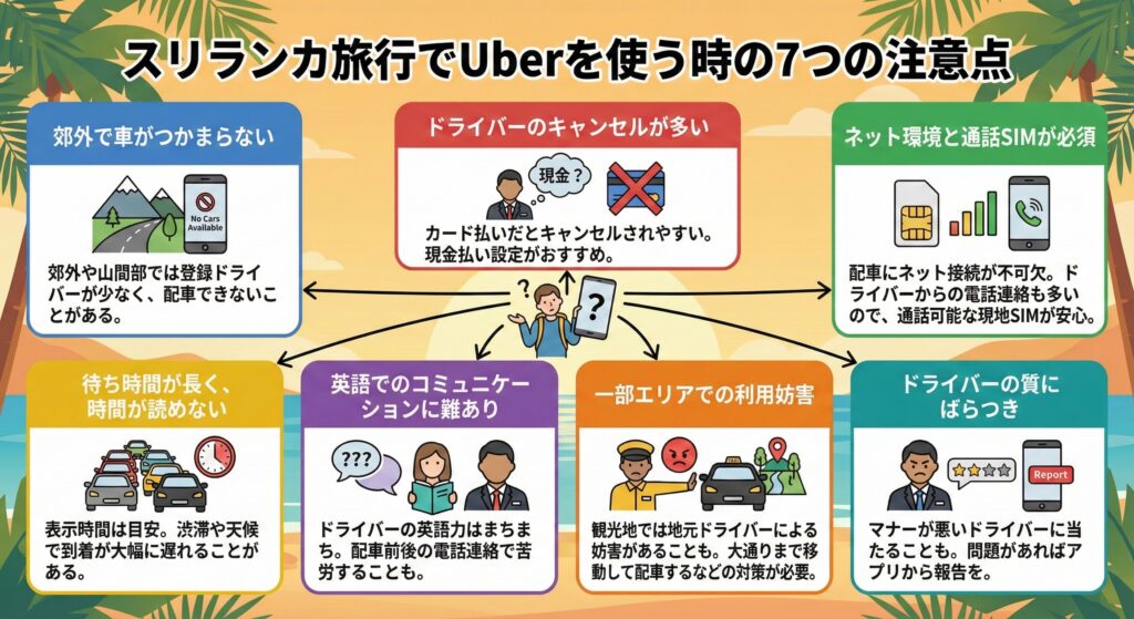 スリランカでUberを使うデメリット