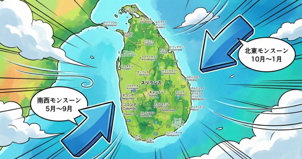 スリランカの2つのモンスーン