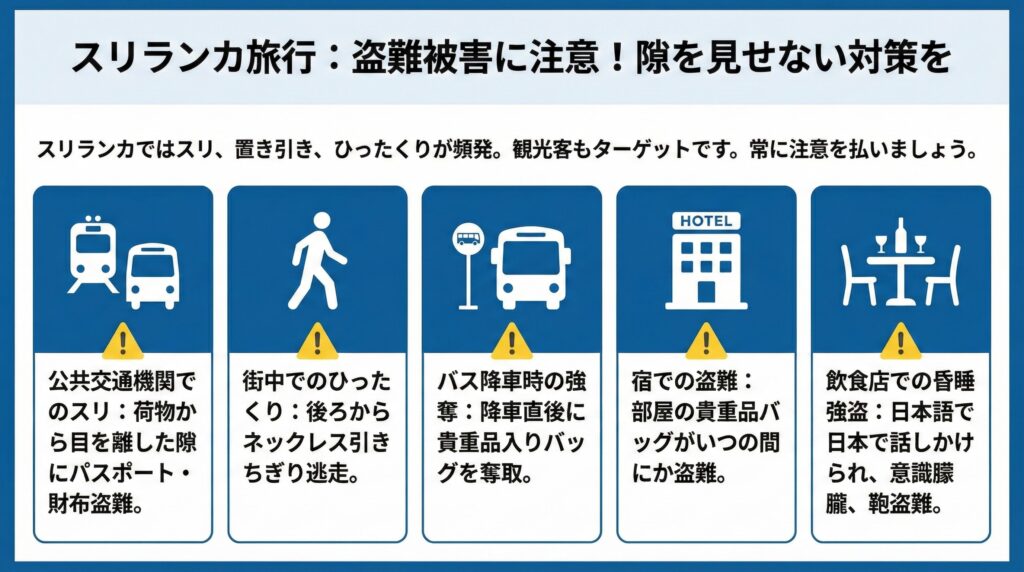 スリランカで最も注意すべき窃盗被害の具体例