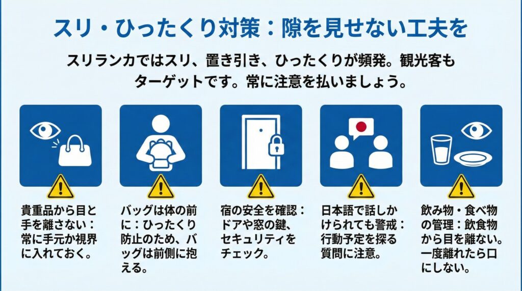 スリランカでスリの被害に遭わないための対策
