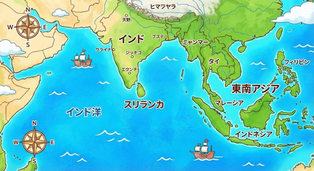 スリランカの場所を図解