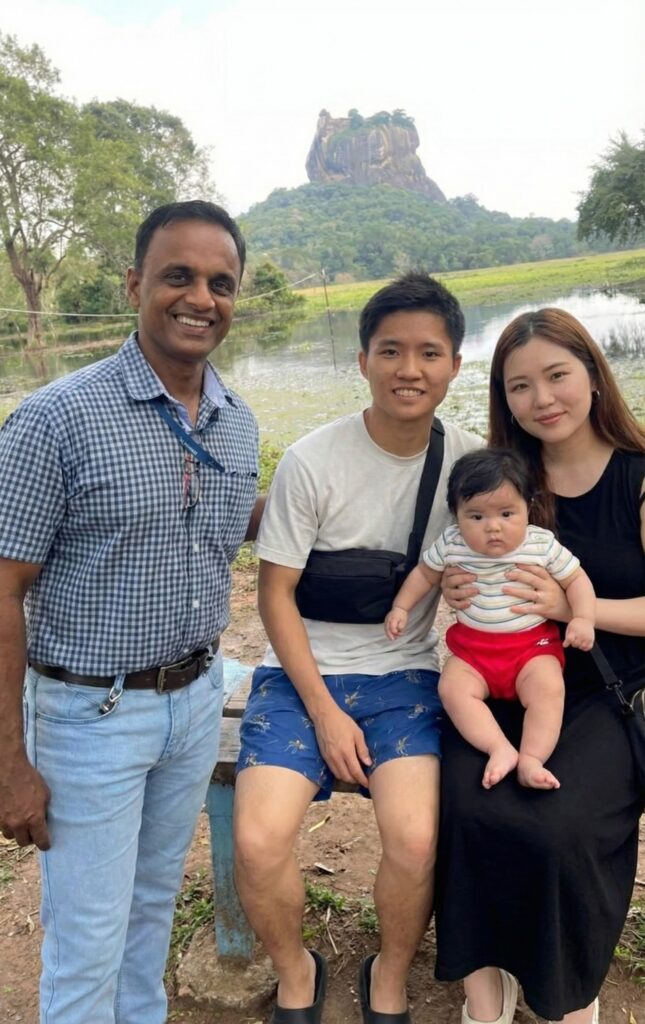 スリランカでの家族旅行の風景