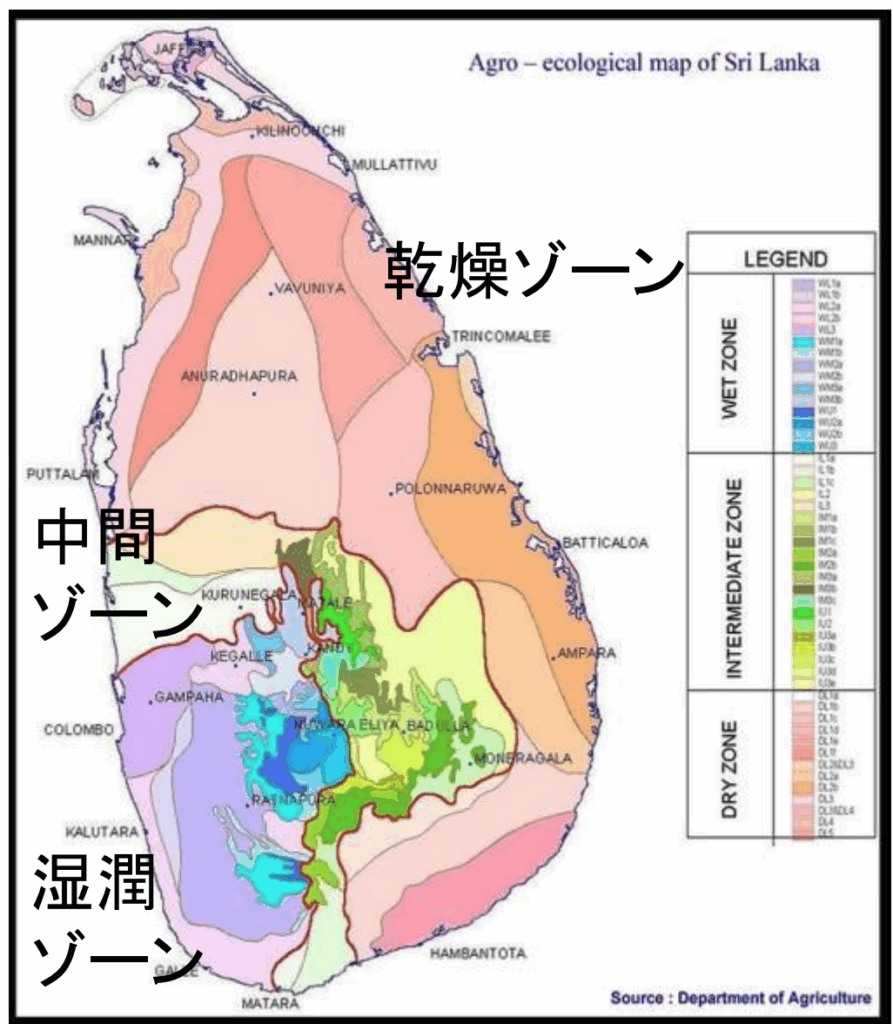スリランカの地域毎の気候