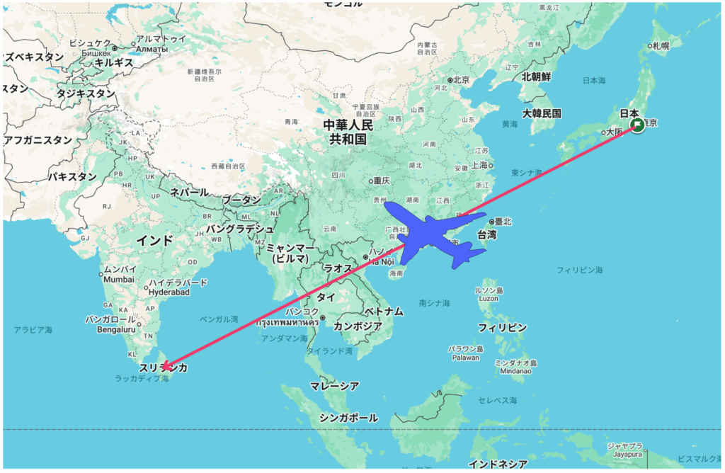 日本からスリランカへの直行便