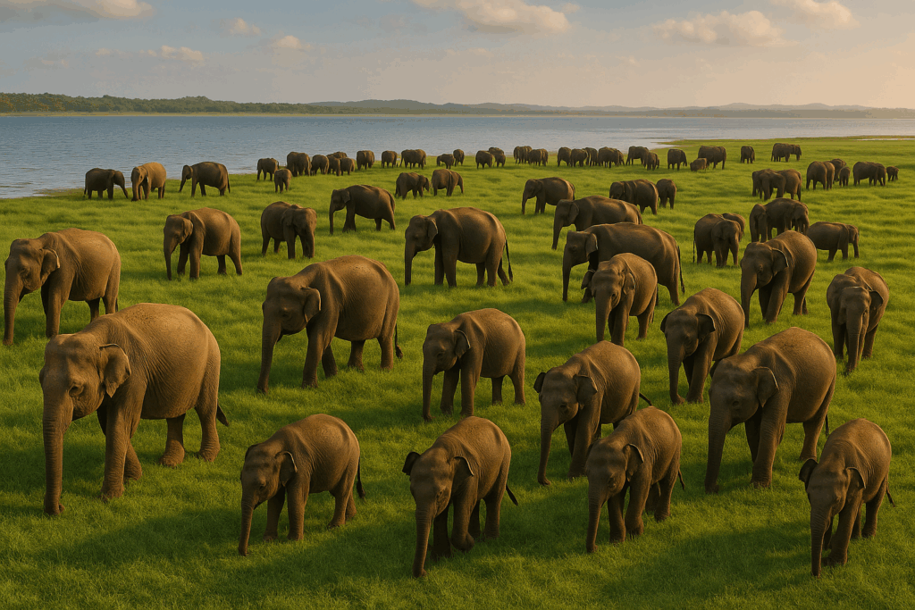 ミンネリア国立公園のエレファントギャザリング