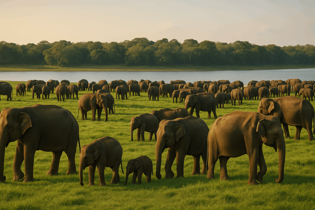 ミンネリア国立公園のエレファントギャザリング