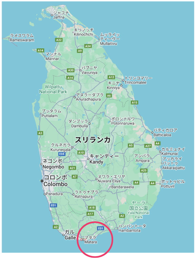 スリランカのマータレの位置